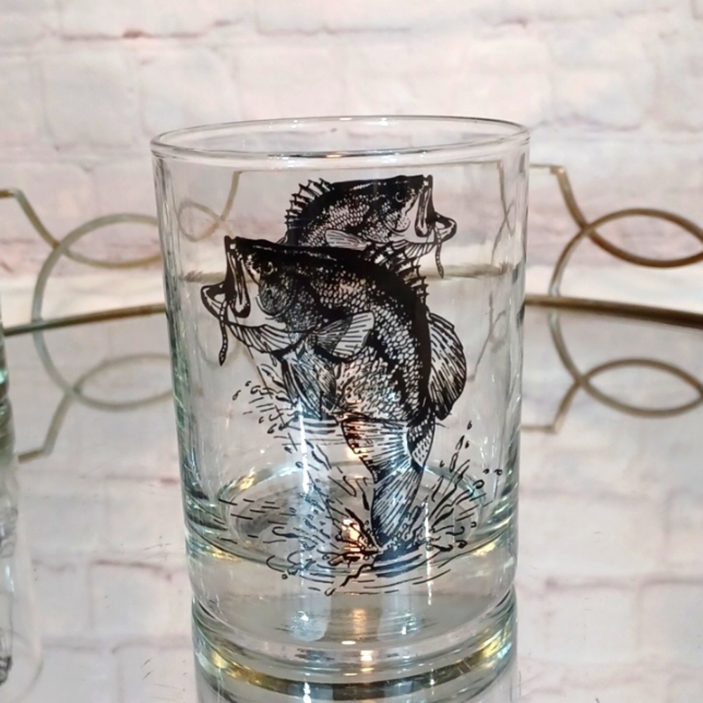 vintage trout salmon walley muskie lowball sportsman series cocktail glasses 4